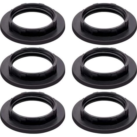 Lot de 6 bagues de serrage pour abat-jour E14 en plastique noir (1/4)