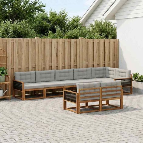 vidaXL Outdoor-Sofagarnitur 8 Stk. Natur und Hellgrau (1/5)