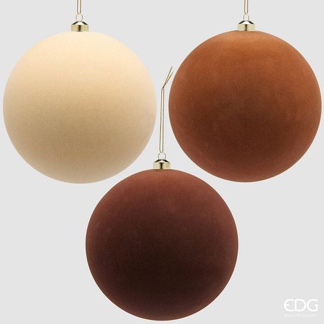 EDG Enzo De Gasperi Palle di Natale in Velluto Brown Mix Ø20 cm – Set 3 Pezzi (1/5)
