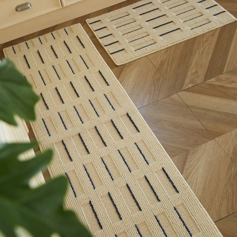 Tapis de cuisine en L en polypropylène, anti-dérapant, lot de 2, 45 x 70 cm et 45 x 150 cm (1/5)