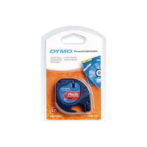 Cinta Rotuladora Adhesiva de Plástico Dymo 91203/ para Letratag/ 12mm x 4m/ Negra-Roja