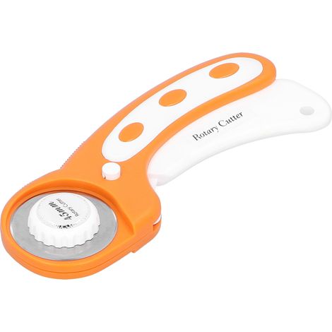 Couteau de coupe rotatif à poignée pressable pour patchwork, quilting, couture, bricolage, cuir et tissu, 45 mm (orange) (1/5)