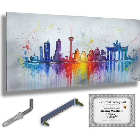 Monica Mirafiori  100% pintado a mano  Pintura Berlín  140x70cm  Cuadro pintado a mano  Pintura acrílica  Cuadro acrílico de gran formato  Arte moderno  Láminas artísticas (1/5)