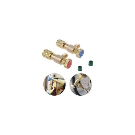 2 Pièces Soupape de Sécurité Liquide Adaptateur, Soupape de Sécurité R410A R22, Vanne de Régulation de Réfrigérant, Vanne de Refroidissement Climatisation, for Air Conditioning Flow Valves-Crezuo