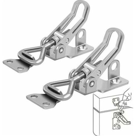 Loquet Bascule Acier Inoxydable, 2 Pièces Loquet à Bascule Métal, Fermeture Levier, Pas de Rouille, Fixation Solide, Pince Loquet Loquet Bascule, pour Fixation et Serrage des Valises d'Armoires Porte (1/5)