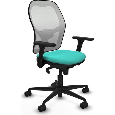Jorquera sincro malla blanca similpiel turquesa brazos 3D base nailon ruedas 65mm nailon (1/5)