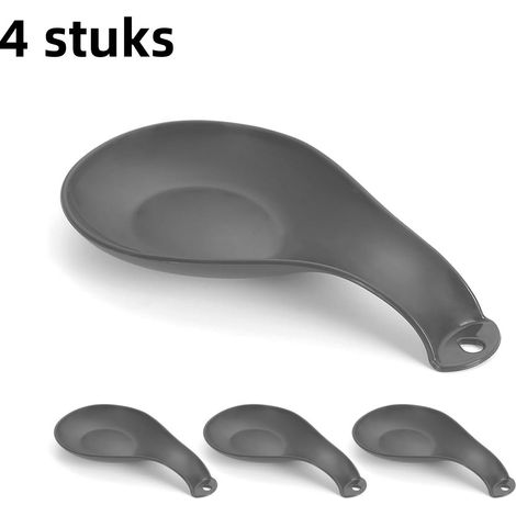 Ensemble de 4 repose-cuillères en plastique épais, adaptés aux cuillères de service, pour la cuisine et la table, gris (1/5)