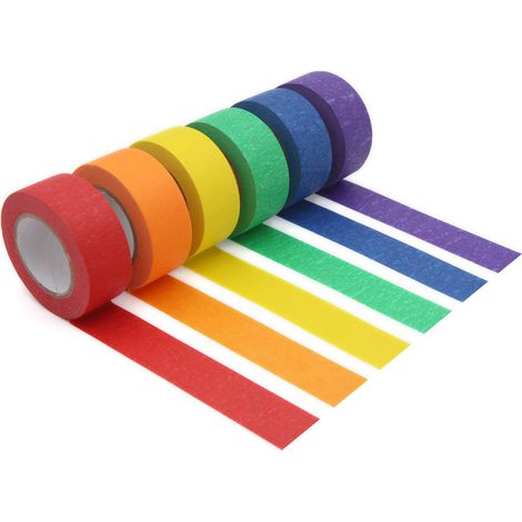 ruban de peintre coloré pour les arts et l'artisanat, le codage, 6 rouleaux de couleurs assorties, Ruban de masquage 1" x 13 yards (2, 4 cm x 12 m) (1/5)