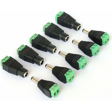 5x Connecteur DC mâle 5x femelle verser caméra de vidéo surveillance 2,1 x 5,5 mm