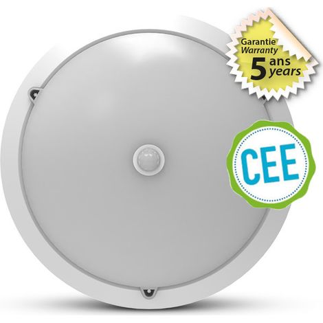 Plafonnier LED Rond Ø300mm - 20W 2500lm 3000K - Blanc Chaud - Détecteur IR - IP65