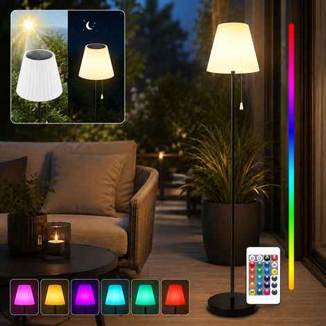 ROSNEK Solar Stehlampe Outdoor IP65 RGB Gartenlampe mit Fernbedienung USB aufladbar 143 cm (1/5)