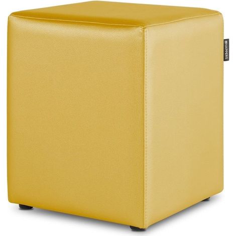 Pouf Cube Similicuir Moutarde 1 UNITÉ Moutarde