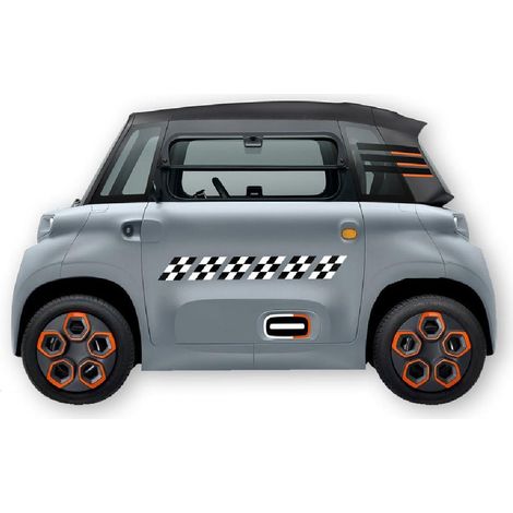 KIT 12 AUTOCOLLANTS DECO "DAMIER" (2 COTES) POUR VOITURE SANS PERMIS ABS