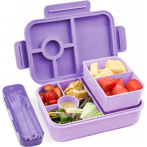 Brotdose Kinder 1300ML Auslaufsicher 5 Fächer Bento Lila (1/5)