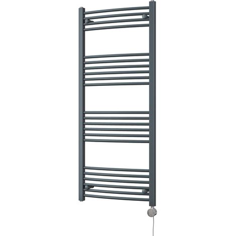 Zennor - Anthracite Electric Towel Rail H1400mm x W600mm Curved 700w Thermostatic (1/3)