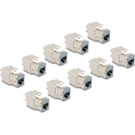 Delock MÃ³dulo Keystone RJ45 hembra a LSA Cat.6A montaje sin herramientas gris juego 10 piezas