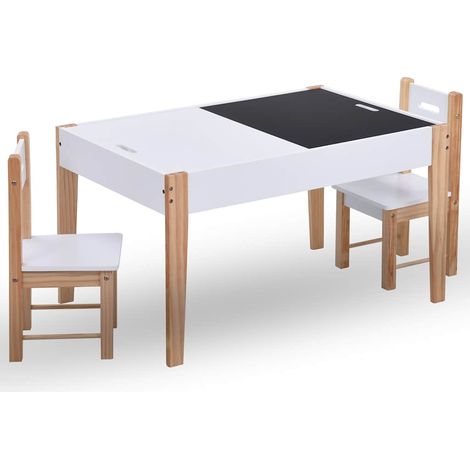 Maison Exclusive - Set Sedie e Tavolo Lavagna per Bambini 3 pz Nero e Bianco (1/5)