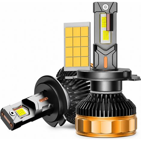 Ampoule LED H7 REDSEA pour Phare de Voiture, Blanche 6000K, 300W, 12V/24V, Noir et Or (1/5)