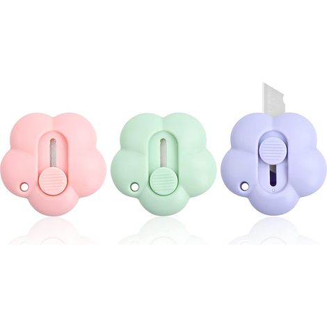 Ouvre Lettre - Lame Rétractable en Acier Inoxydable - Pour Courrier Enveloppes Boîtes Express - Lot de 3