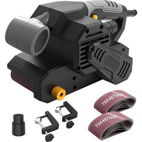 Levigatrice a nastro 2 in 1 (650 W, 280 m/min, 142x76 mm, 12 nastri abrasivi, sacchetto, cavo 3m)