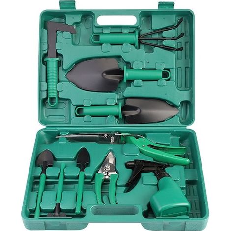 Ensemble de 11 accessoires pour outils de jardin, en acier inoxydable, verts (1/5)