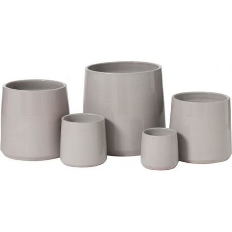Cache-pot en céramique grise - - 13x15x13cm - rond (1/3)