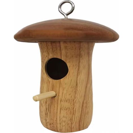Maison Pour Colibris - En Bois Naturel - Abri De Nidification Extérieur - Conception Anti-Pluie Avec Perchoir - Pour Jardin, Terrasse Ou Balcon - 1 Pièce (1/5)
