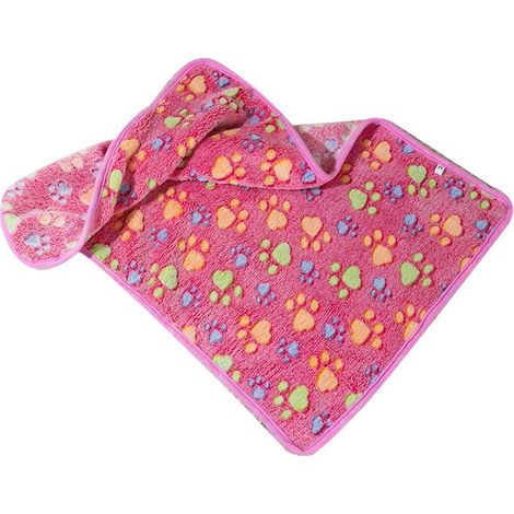 Couverture pour chien rose à motifs de griffes mignonnes, en fibre thermique douce et confortable, idéale pour le sommeil des chats à la maison ou en intérieur. Taille M (60 x 40 cm). (1/5)