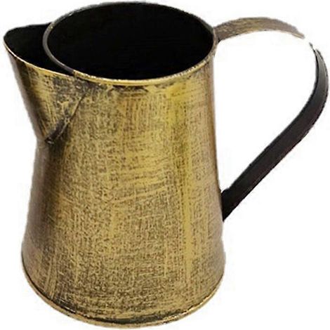 Vase en métal, pichet décoratif style shabby chic, porte-fleurs bronze-- (1/5)