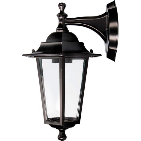Lanterne murale en aluminium et verre ip44 e27 60w Couleur Noir ø19,5x21x32cm Modèle Zurich EDM (1/3)