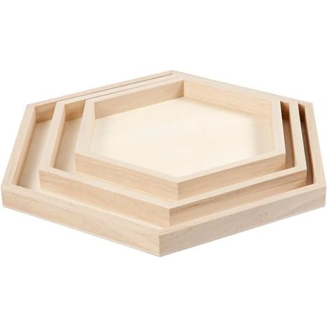 Châssis hexagonaux en bois - 3 pcs - 21, 26 et 31 cm - Couleur marron - Pour adultes - Niveau étude
