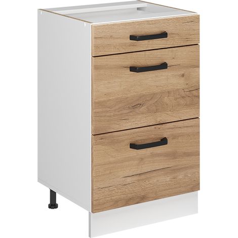 Mueble bajo de cocina R-Line, Roble dorado/Blanco, 50 cm sin encimera, Vicco (1/5)