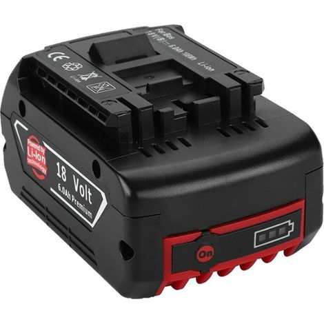 Powerwings – Batterie Lithium-Ion 18V 5.0Ah avec LED – Compatible Bosch BAT609/BAT619 – 90Wh pour usage intensif