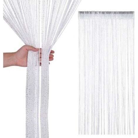 [JAMAIS UTILISÉ] Rideau à pampilles en cordon pailleté, séparateur de pièce, rideau à pampilles fin pour portes, fenêtres, décoration intérieure, décoration d'événements, 200 cm x 100 cm - Blanc (1/4)