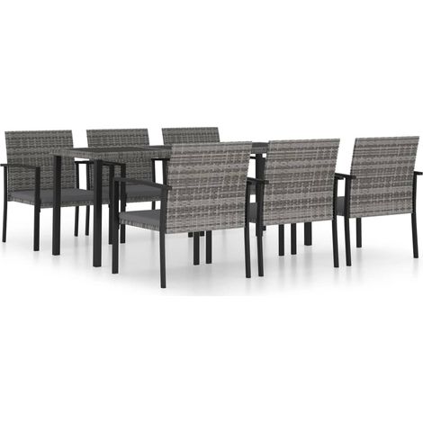 Ensemble de salle à manger de jardin 7 pcs Résine tressée Gris 5 (1/5)