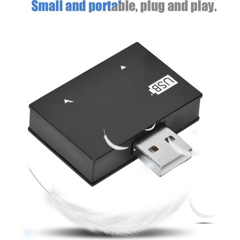 Hub USB 2.0 mâle vers double port USB, adaptateur, convertisseur et concentrateur de charge (noir) (1/5)
