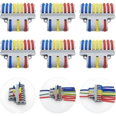 Connecteur Electrique, 6 Pcs SPL-93 Bornes de Connexion, Connecteur Electrique Rapide, Compact Connecteur Ressort Bornier (3 in 9 out) (1/4)