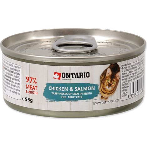 Ontario CAT Trozos de pollo y salmón para adultos 95 g