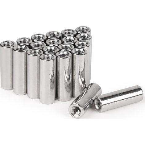 20 pièces Écrou Long Rond M6 x 30, Longueur Manchon Fileté en Acier Inoxydable V2A VA A2, Douille avec Filetage Intérieur, Écrous D'extension D'écartement de Raccordement pour Remplacement (1/5)