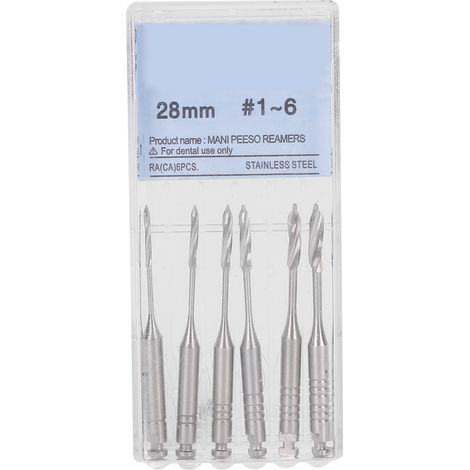 6 pièces alésoires dentaires, forets et limes endodontiques pour canal radiculaire, 28mm (1/5)