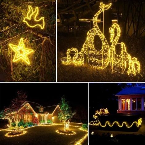 Lot de 2 Guirlandes Lumineuses Solaires DExtérieur -12M 100LED - 8 Modes - Tube tanche - Fil De CuivreLumineuses (1/4)