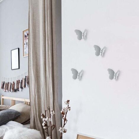 Patère Murale Argent, 4 Pièces Crochet Mural Moderne, Papillon Créatif Patères Porte Manteaux, Crochet en Métal pour Décoration et Rangement (1/3)