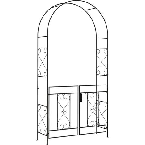 Elegant Black Garden Arch with Gate for Stunning Outdoor Decor