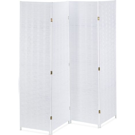 Biombo plegable de 4 paneles para interior, decoración de salón y dormitorio, 180 x 180 cm, de madera blanca, 130012173 (1/5)