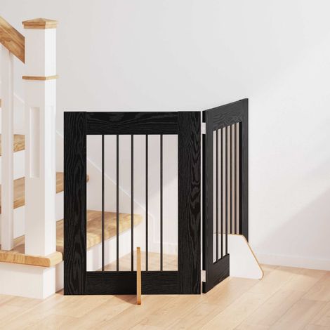 vidaXL Cancello per cani con supporti 2 pcs Rovere Nero 60 x 60
