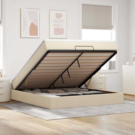 Ottoman-Bett mit Matratze Creme 180x200 cm Stoff