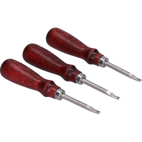 Kit de découpe professionnelle 3 pièces pour cuir, avec manche en bois, idéal pour le bricolage et la découpe du cuir. (1/5)
