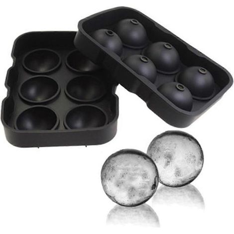 Schwarze Silikon-Eiswürfelform, 6 große Formen für Eishockeymaschinen mit Deckel (1/5)
