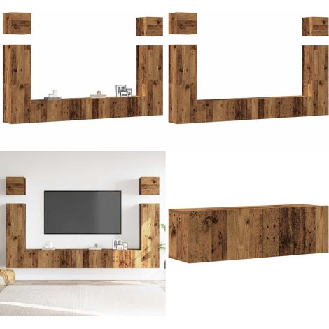 vidaXL Ensemble de meuble TV mural 6 pcs vieux bois bois d'ingénierie (1/5)