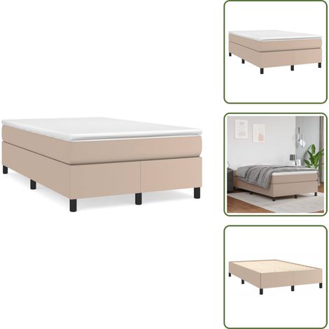 The Living Store Sommier à lattes de lit matelas cappuccino 120x190cm similicuir - Lit Tapissier - Lit Capitonné - Lit Double - Literie - Chambre À Coucher (1/5)